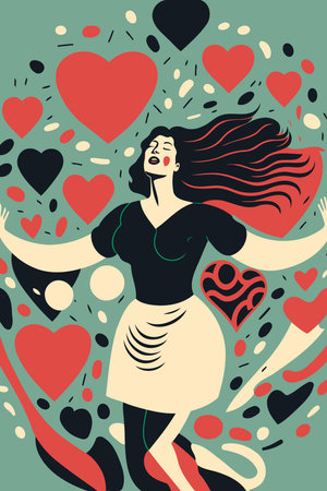 Illustration of adult woman illustrating international women's day with fictional character not based on real modelのイラスト素材