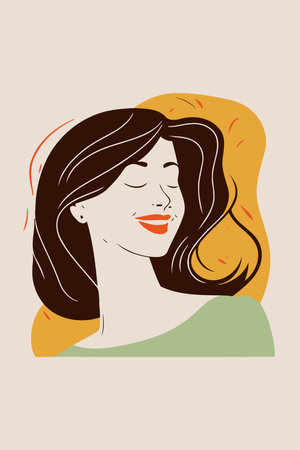 Illustration of adult woman illustrating international women's day with fictional character not based on real modelのイラスト素材