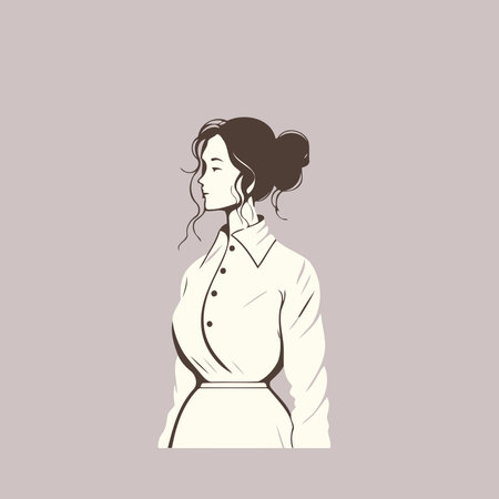 Illustration of adult woman illustrating international women's day with fictional character not based on real modelのイラスト素材