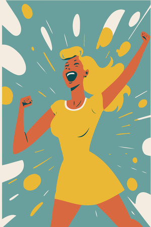 Illustration of adult woman illustrating international women's day with fictional character not based on real modelのイラスト素材