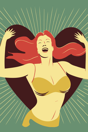 Illustration of adult woman illustrating international women's day with fictional character not based on real modelのイラスト素材