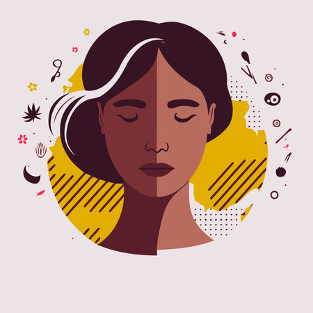 Illustration of adult woman illustrating international women's day with fictional character not based on real modelのイラスト素材