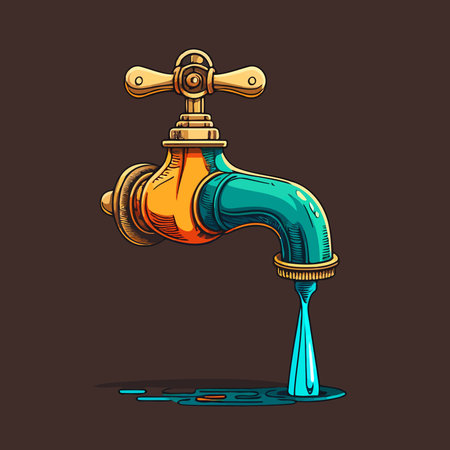 illustration of isolated minimalist metallic faucet made to illustrate world water dayのイラスト素材