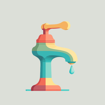 illustration of isolated minimalist metallic faucet made to illustrate world water dayのイラスト素材