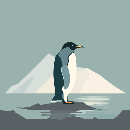 illustration of penguin animal isolated on ice in the sea made to illustrate world water dayのイラスト素材