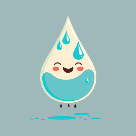 illustration of character in the shape of a nice water drop smiling made to illustrate world water dayのイラスト素材