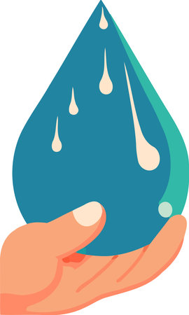 illustration of human hand holding a drop of water made to illustrate world water dayのイラスト素材