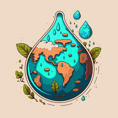 illustration of planet in the shape of a drop of water made to illustrate world water dayのイラスト素材
