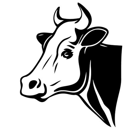 Minimalist lineart style symbol with cow animal headのイラスト素材