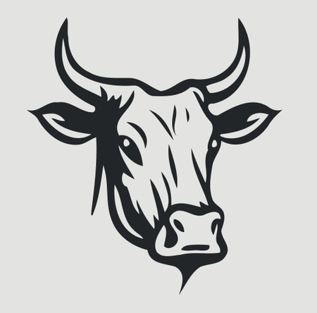 Minimalist lineart style symbol with cow animal headのイラスト素材
