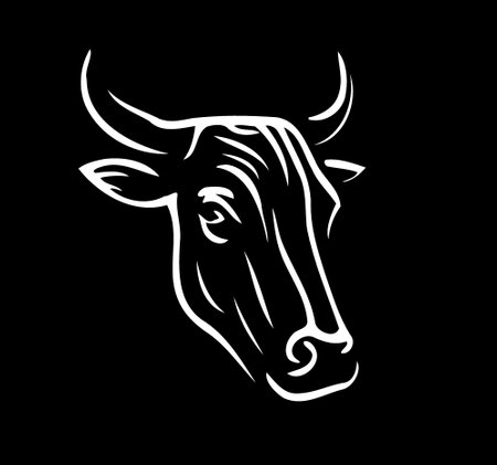 Minimalist lineart style symbol with cow animal headのイラスト素材