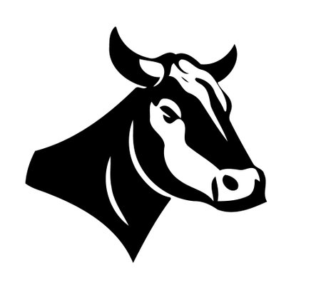 Minimalist lineart style symbol with cow animal headのイラスト素材