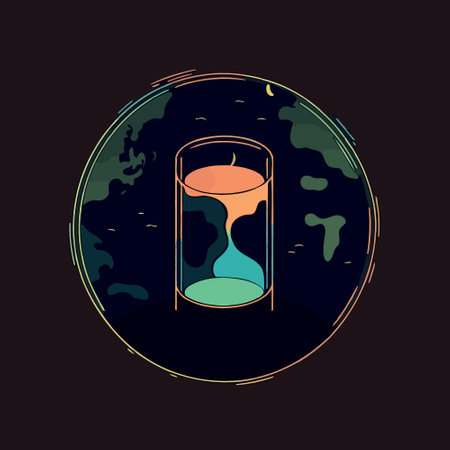 Conceptual illustration of a globe at night and hourglass to represent the campaign against climate...