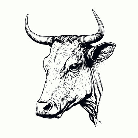 Minimalist lineart style symbol with cow animal headのイラスト素材