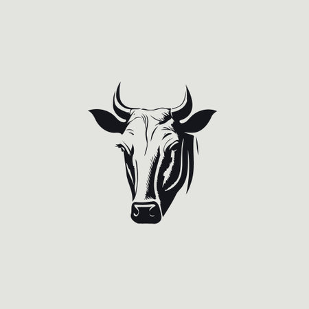Minimalist lineart style symbol with cow animal headのイラスト素材