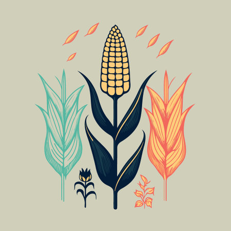 corn plant cultivation with ripe corn cobs vector illustrationのイラスト素材