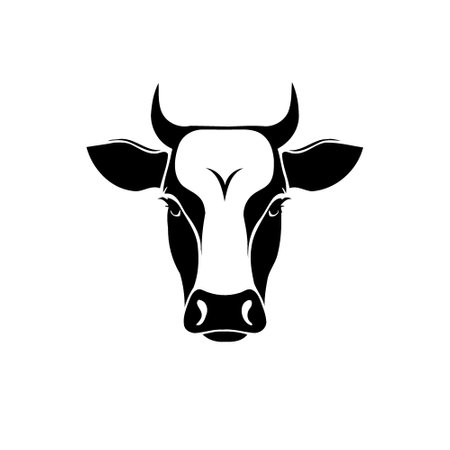 Minimalist lineart style symbol with cow animal headのイラスト素材