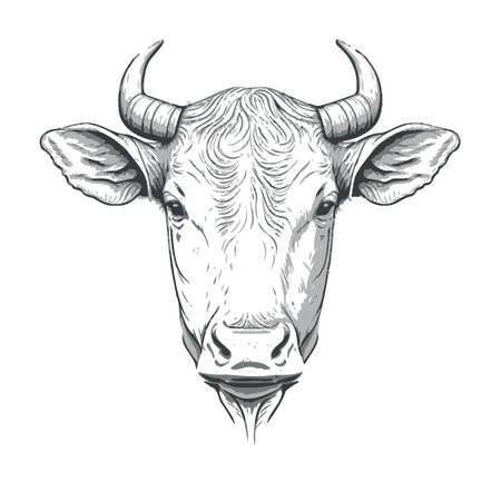 Minimalist lineart style symbol with cow animal headのイラスト素材