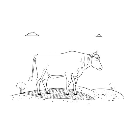 Farm animal vector drawing an adult big cowのイラスト素材