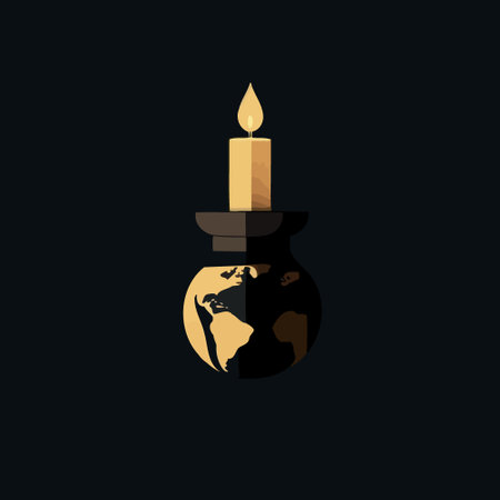 Conceptual illustration of a globe and a lit candle to represent the campaign against climate change called earth hour which asks the world to turn off the lights as a symbolic actのイラスト素材