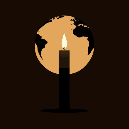 Conceptual illustration of a globe and a lit candle to represent the campaign against climate change called earth hour which asks the world to turn off the lights as a symbolic actのイラスト素材