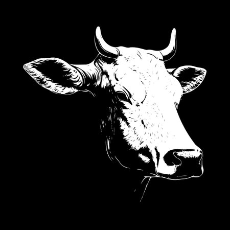 Minimalist lineart style symbol with cow animal headのイラスト素材
