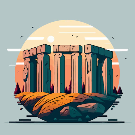 illustration of composite structure formed by large and heavy stonesのイラスト素材