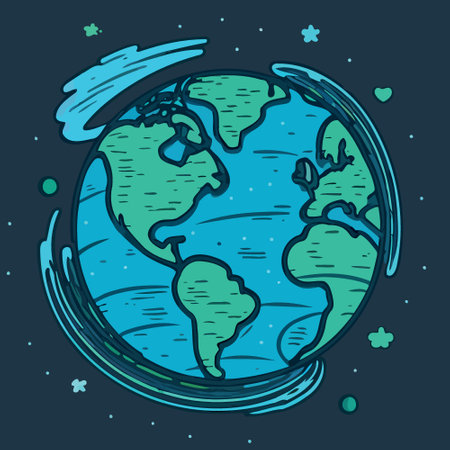 vector illustration of  earth globe in space continents and oceansのイラスト素材