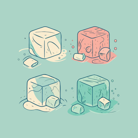 composition of four melting colorful ice cubesのイラスト素材