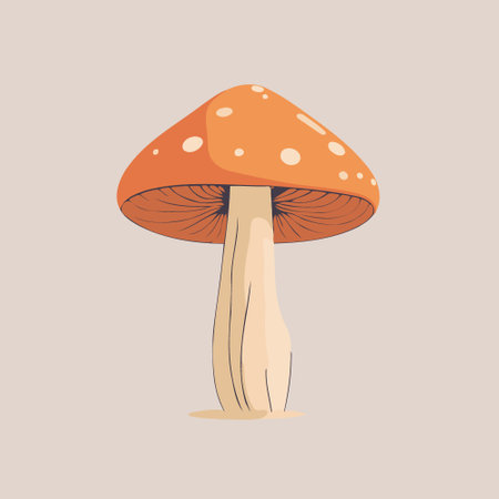 Colorful vector illustration of mushroom fungus living beingのイラスト素材