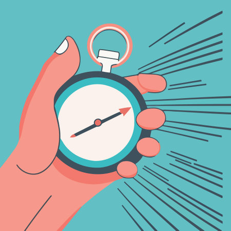 blue pocket stopwatch object in a white human hand