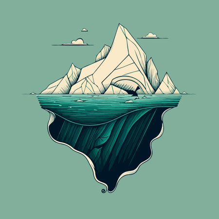 Illustration of giant ice mass iceberg floating on the oceanのイラスト素材