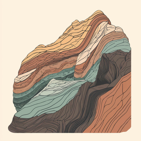 Colorful conceptual illustration to illustrate geology theme rocky soil layersのイラスト素材