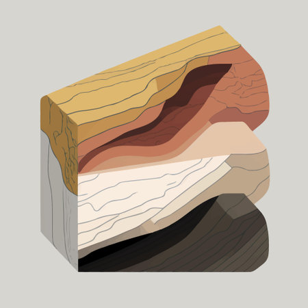 Colorful conceptual illustration to illustrate geology theme rocky soil layersのイラスト素材