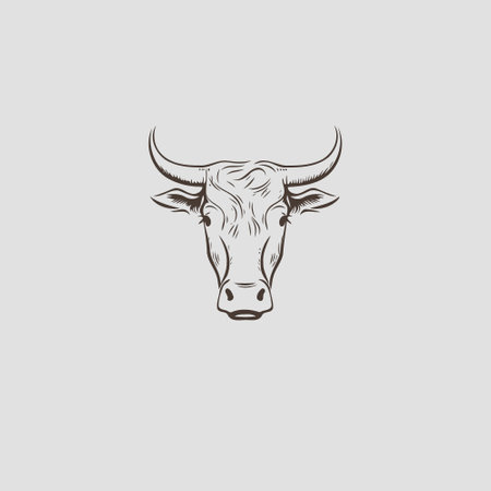 Minimalist lineart style symbol with cow animal headのイラスト素材