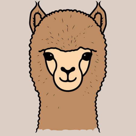 Vector illustration of camelid animal head called alpacaのイラスト素材