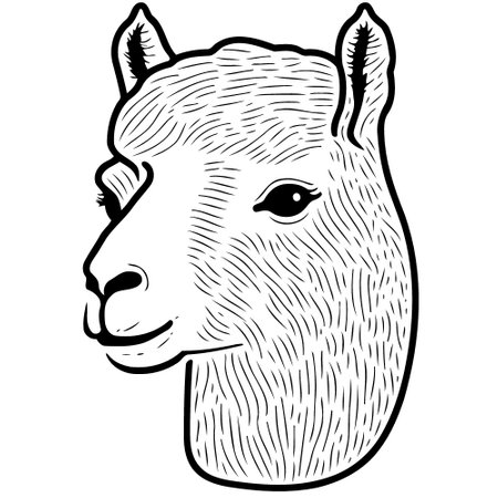Vector illustration of camelid animal head called alpacaのイラスト素材