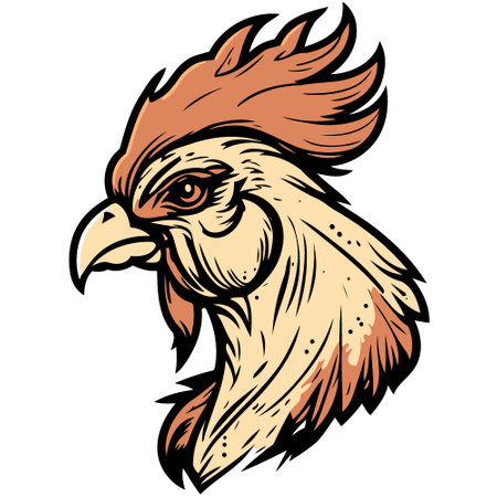 Vector illustration of chicken bird animal head hen seen from the sideのイラスト素材