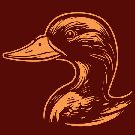 Waterfowl duck animal head vector illustration clean backgroundのイラスト素材
