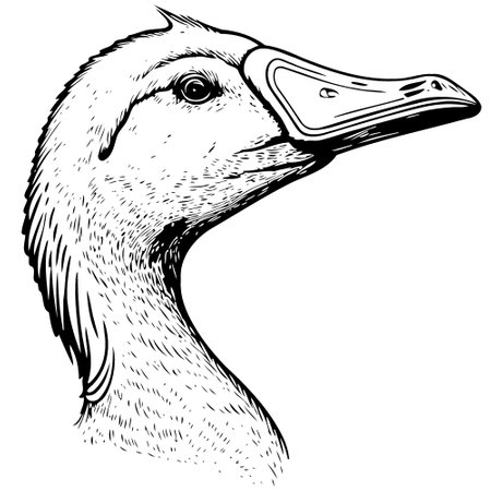 Vector illustration of animal head goose a waterfowl bird species of the family Anatidaeのイラスト素材