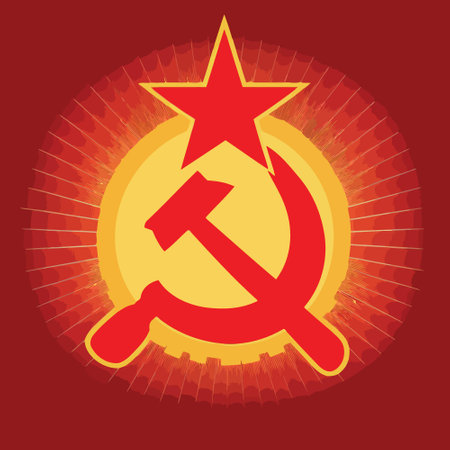 Art vector illustration in communist style in red and yellow colorsのイラスト素材
