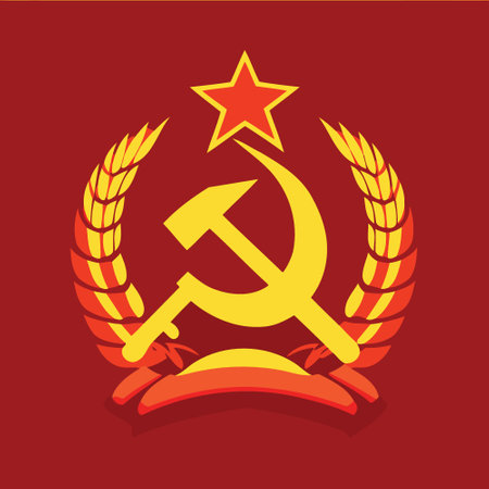Art vector illustration in communist style in red and yellow colorsのイラスト素材