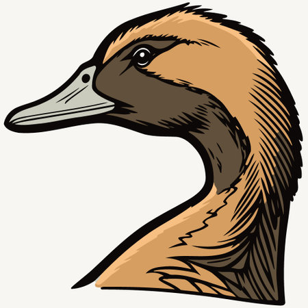Vector illustration of animal head goose a waterfowl bird species of the family Anatidaeのイラスト素材