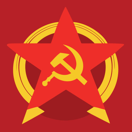 Art vector illustration in communist style in red and yellow colorsのイラスト素材