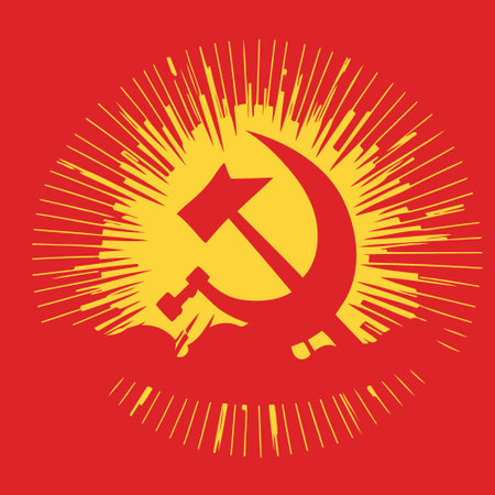 Art vector illustration in communist style in red and yellow colorsのイラスト素材