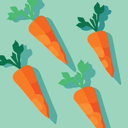 Vector illustration of root vegetable carrots orange color and green leaves for pattern background