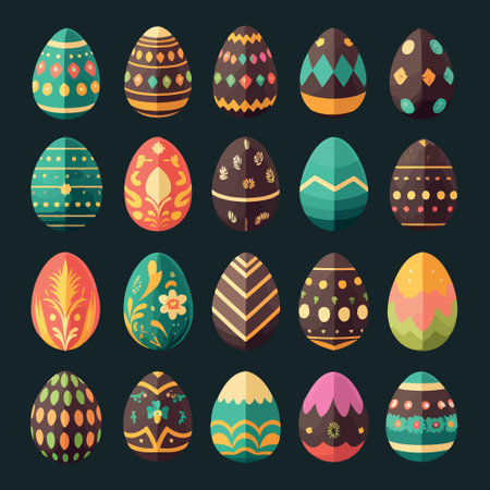 Vector illustration of food themed colorful easter eggs collectionのイラスト素材