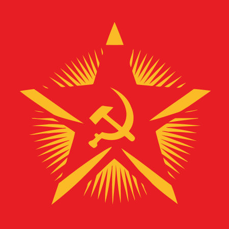 Art vector illustration in communist style in red and yellow colorsのイラスト素材