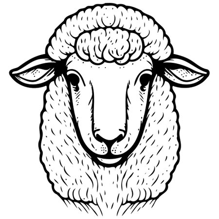 animal mammal sheep head isolated vector illustrationのイラスト素材