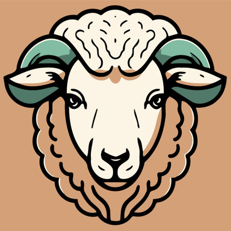 animal mammal sheep head isolated vector illustrationのイラスト素材